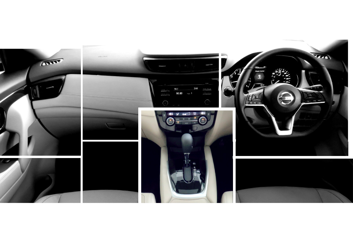 X-Trail Interior Design collage focus on leather shift boot
